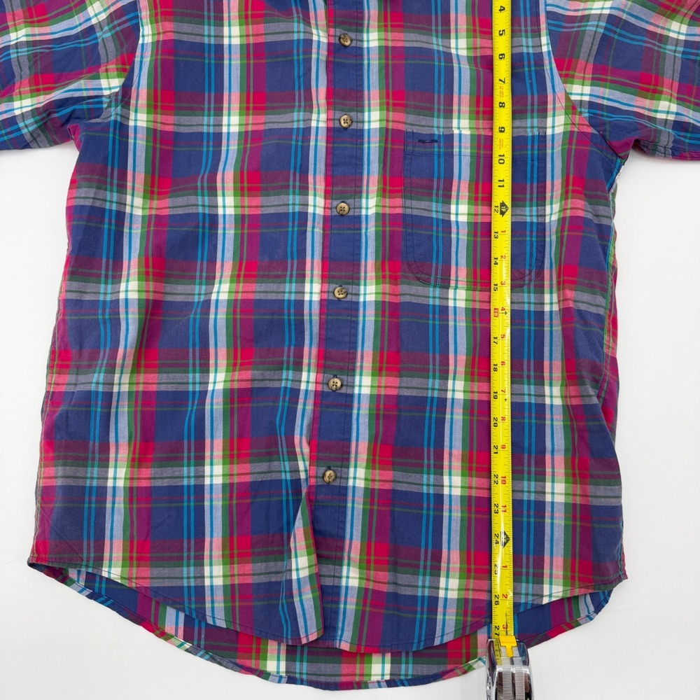 GANT Indigo Plaid Shirt Mens Large Short Sleeve Button Front Pink Blue Cotton - Picture 8 of 9